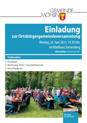 Einladung zur Ortsbürgergemeindeversammlung vom 26.06.2023